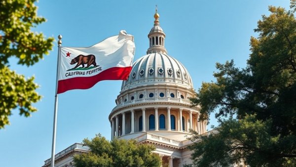 California flag near Capitol; related to recycled content claims