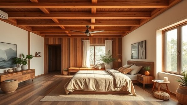 Modern bedroom showcasing space optimization architecture