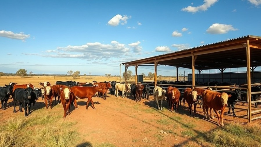 Photorealistic Australian cattle station highlighting sustainable food practices and energy efficiency.
