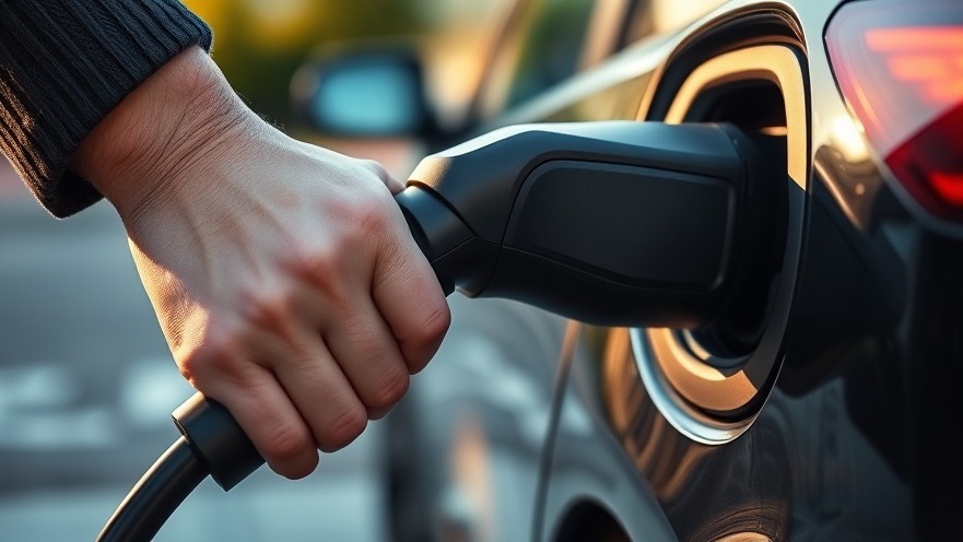 Close-up of an electric vehicle charger showcasing EV infrastructure in a natural setting.