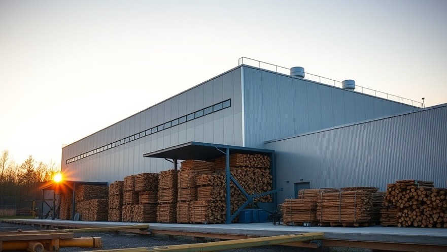Modern eco-friendly biomass recycling and biochar production facility supporting circular economic operations.