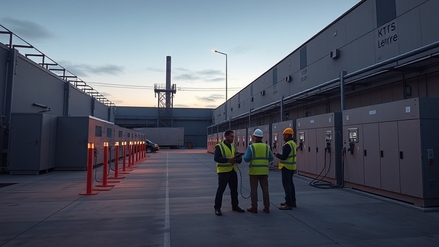 Advanced commercial battery energy storage system and industrial electrical switchgear managing microgrid power distribution at a modern facility.