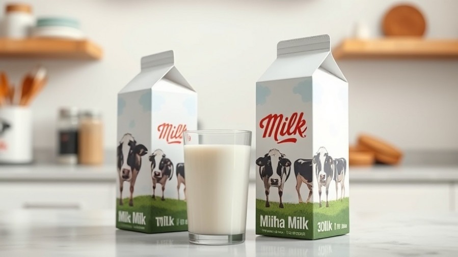 Photorealistic milk cartons showcasing sustainable packaging in an eco-friendly kitchen.