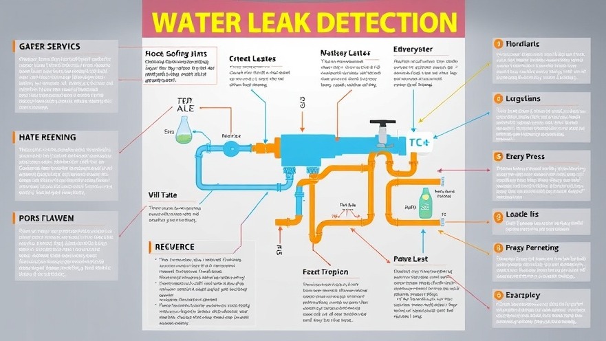 Infographic displaying smart leak detectors and acoustic leak detection systems for sustainable hospitality.