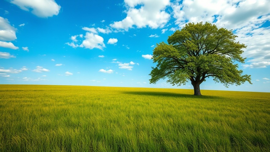 Majestic lone tree in a grassy field, promoting eco-friendly gardening principles.