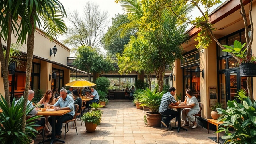 Eco-friendly gardening at a vibrant restaurant garden, showcasing natural landscaping.
