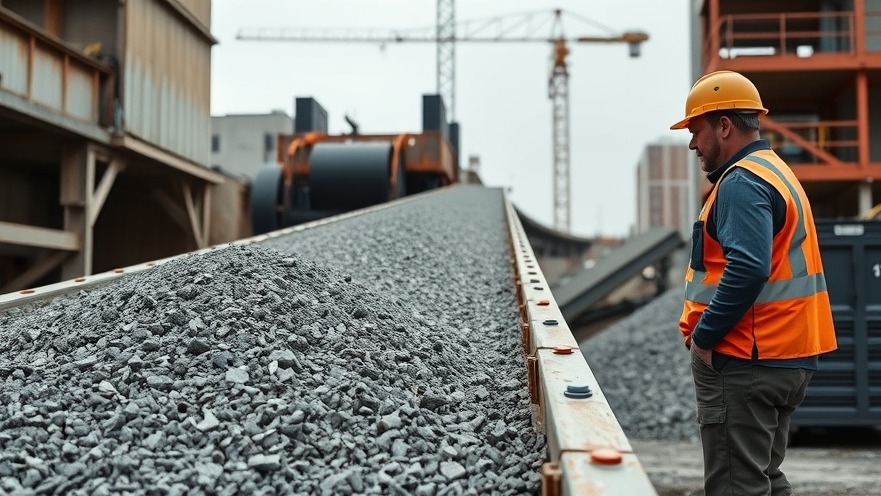 Heavy-duty conveyor belt on urban construction site for Syracuse safety hazards.