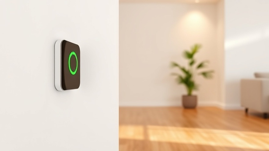 Minimalist digital wall monitor showing a green status indicator for healthy indoor air quality inside a modern home.