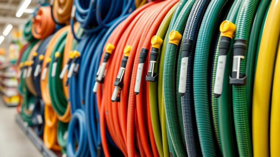 Durable, ergonomic garden hoses for eco-friendly gardening in a minimalistic setting.