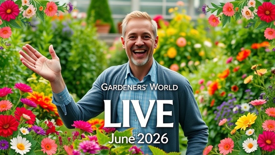 Joyful man in vibrant garden promoting sustainable home design at BBC Gardeners' World Live June 2026.