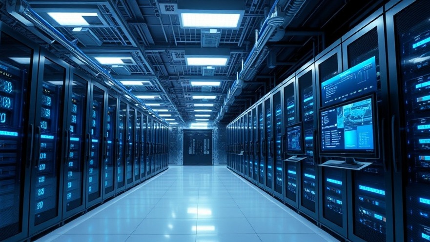 Modern data center server room featuring high-density server racks and secure power distribution units.