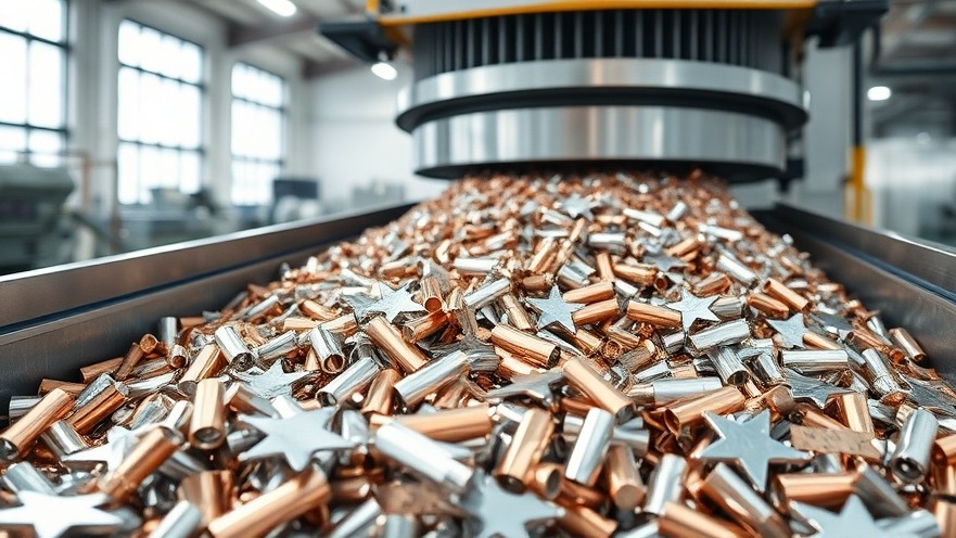 Close-up of an industrial magnetic sorting system separating recyclable metal scraps inside a modern materials recovery facility.