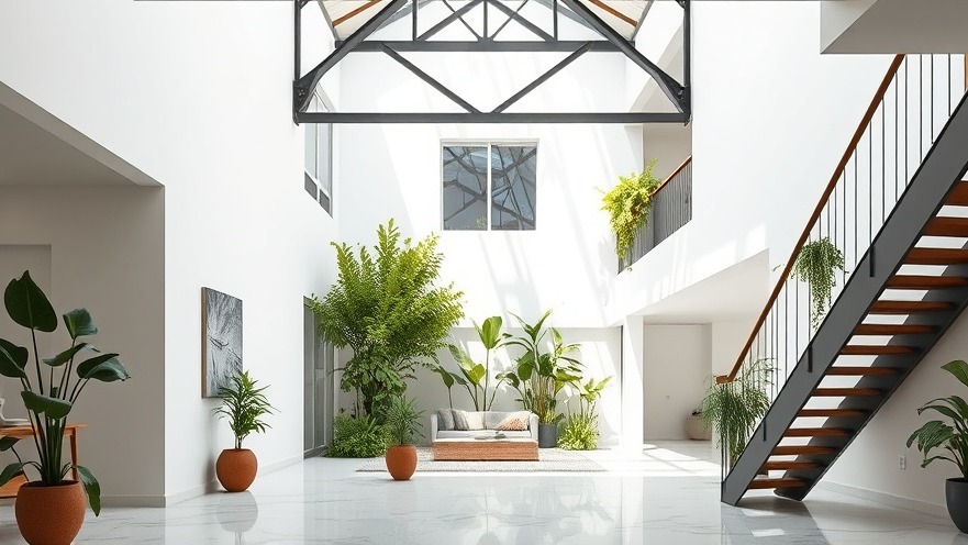 Photorealistic interior showcasing sustainable material case studies with bright natural light.