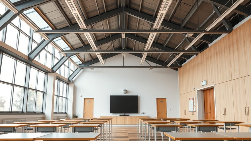 Modern commercial school facility interior highlighting high performance building materials and integrated digital climate controls inside a renovated classroom space.