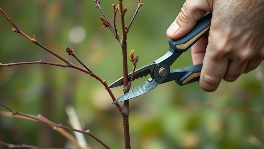 Close-up of hands pruning a plant in a winter garden, showcasing sustainable home design.