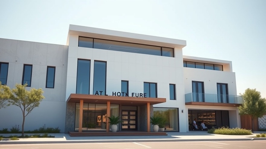 Modern sustainable boutique hotel exterior showcasing eco hospitality ROI and water conservation infrastructure.