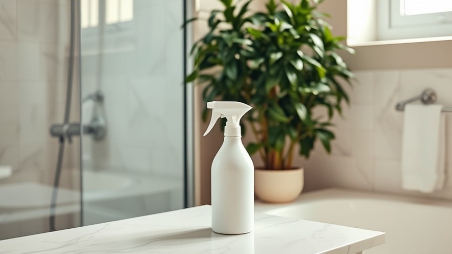 Eco-friendly cleaning with a non-toxic shower cleaner in a bright bathroom setting.