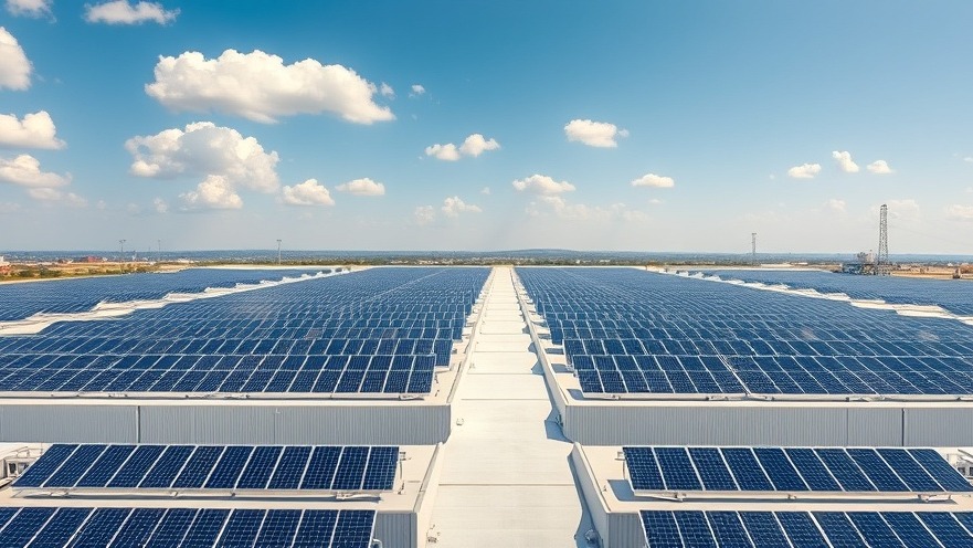 High-efficiency commercial rooftop solar panel installation on a modern energy-efficient logistics facility.