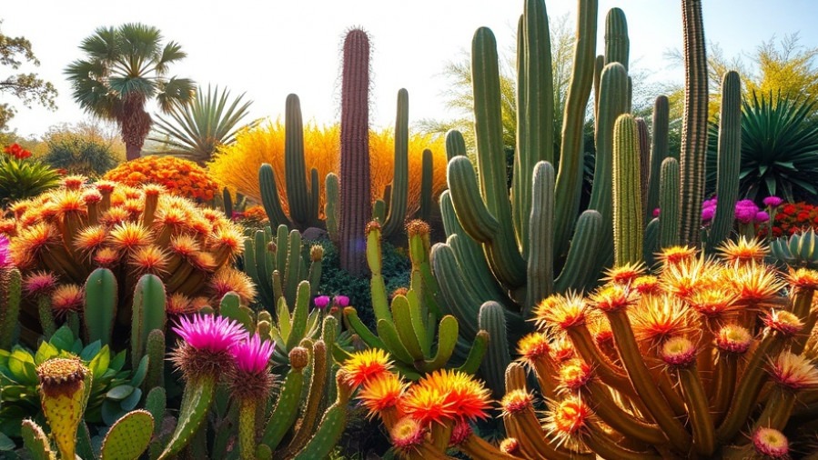 Vibrant Texas cacti in eco-friendly gardening showcase water conservation techniques.