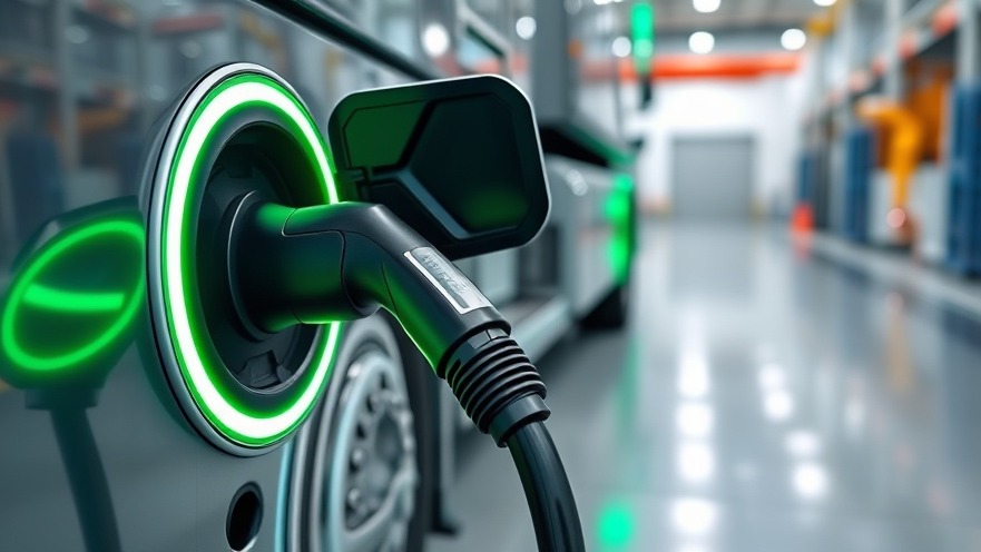 Advanced liquid-cooled megawatt charging cable connected to a heavy-duty electric commercial transport vehicle at a logistics depot.