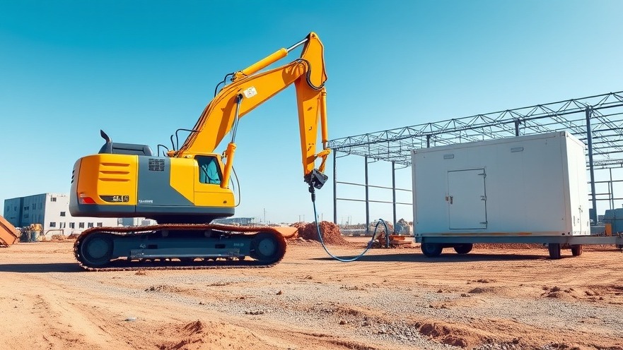 Electric construction machinery at zero emission construction site with high-voltage charging.