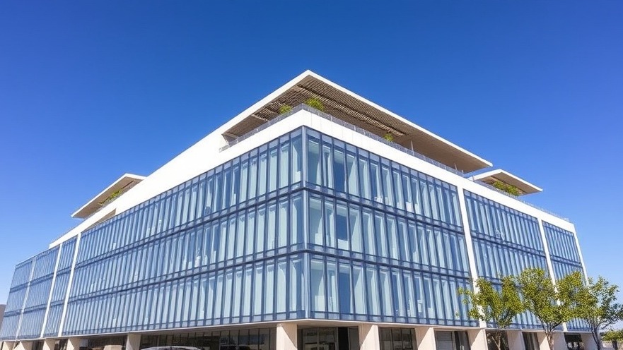 Sustainable commercial facility featuring modern low emission climate control infrastructure and advanced building energy management.