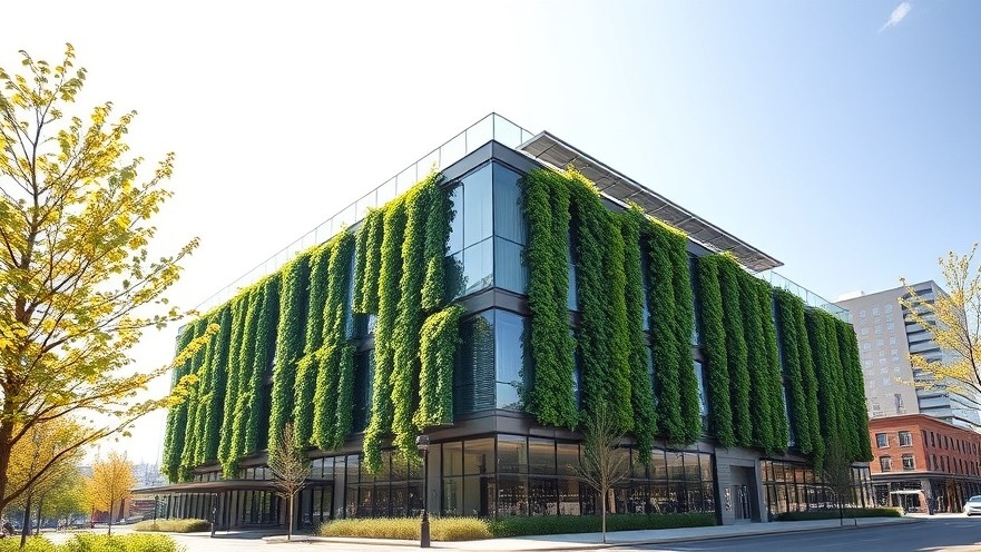Modern sustainable commercial office building in Canada with glass facade and green walls - commercialhvacsoftware