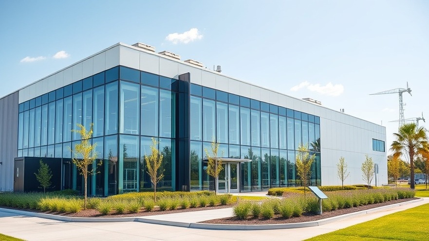 High-tech sustainable data center facility incorporating advanced building automation and energy management systems.