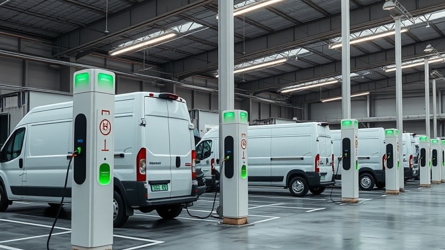 Commercial electric fleet delivery vans charging at wall-mounted Schneider Charge Pro Level 2 charging stations inside a facility parking garage.