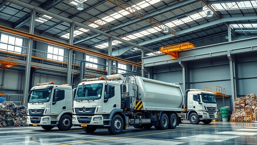 Modern automated industrial waste transfer station and material recovery facility with heavy collection fleet