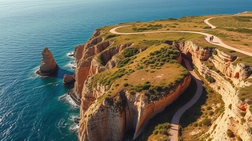 Aerial view of Rota Vicentina trail, showcasing eco-friendly travel in Portugal.