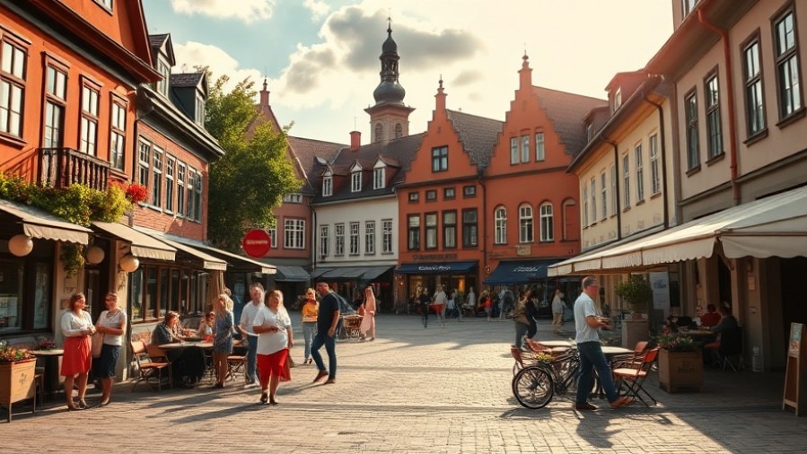 Tranquil Finnish town square in summer, showcasing wellbeing research impact on life satisfaction.