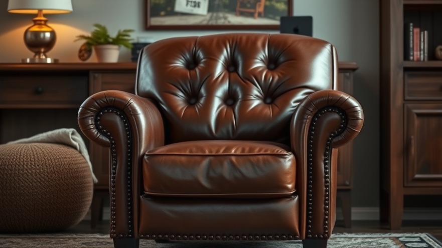 Cozy brown leather armchair promoting sustainable furniture in an eco-friendly livingroom.