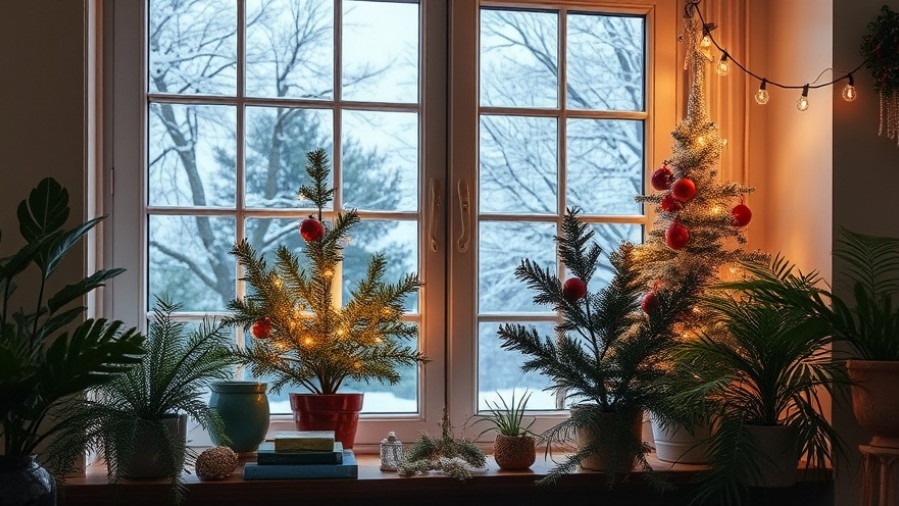 Festive houseplants and Christmas decorations in a sustainable home design setting.