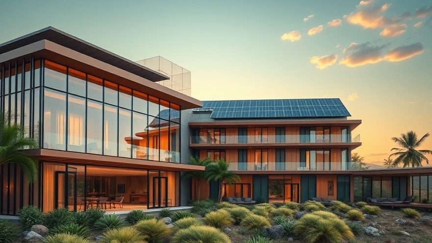 Sustainable luxury hotel building featuring clean architectural design and modern energy management systems.