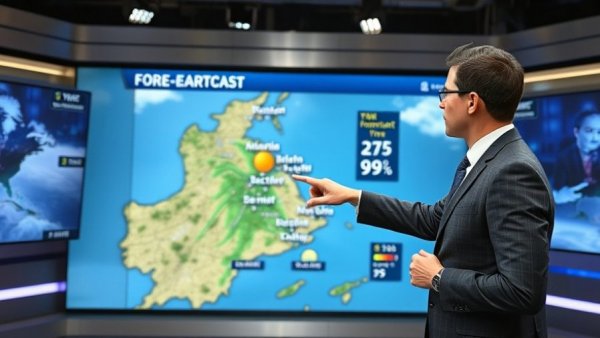 South Florida cool weather forecast with temperatures displayed on news screen.