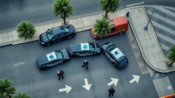 Police presence in parking lot for school safety protocols.