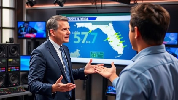 South Florida rainy weekend forecast on digital map