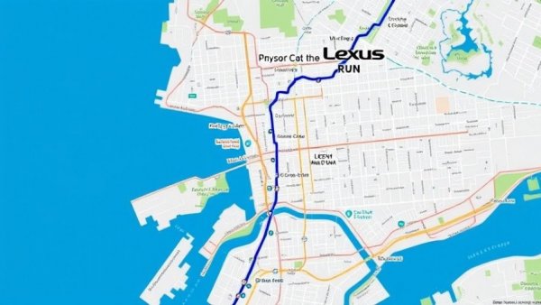 Lexus Corporate Run map highlighting event routes and waterways.