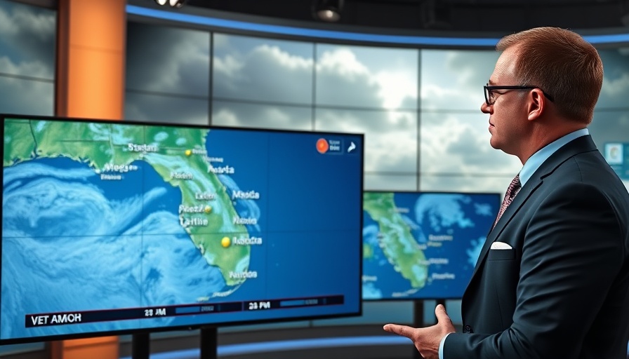 South Florida weather map showing rain patterns with weatherman