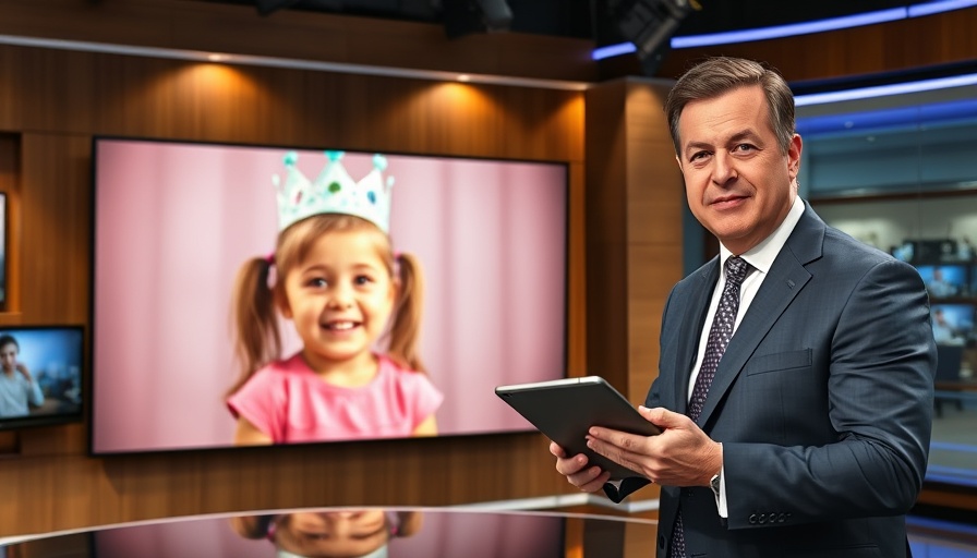 News anchor and child's photo in studio, Wilton Manors fire report.