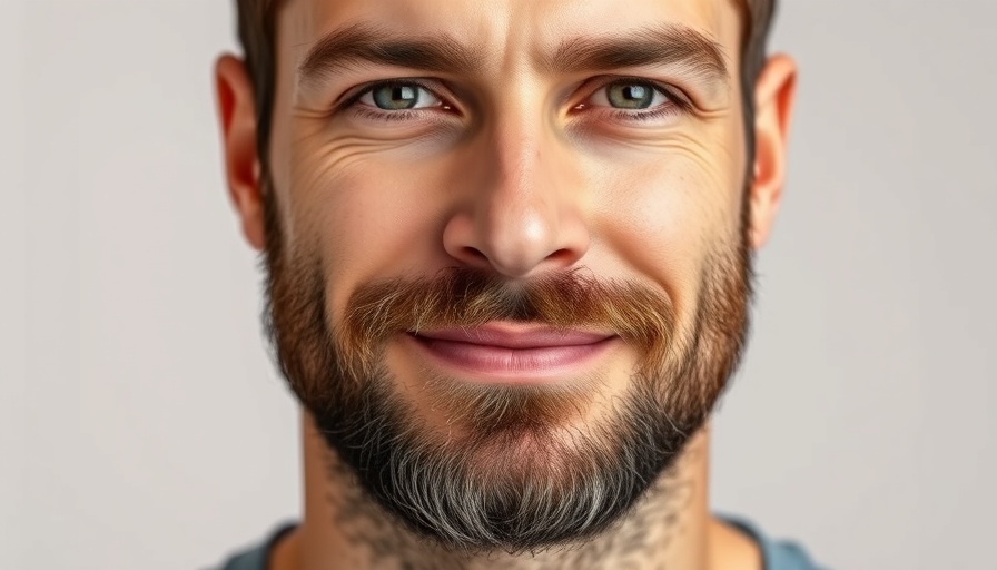 Close-up of man with beard in a studio setting.
