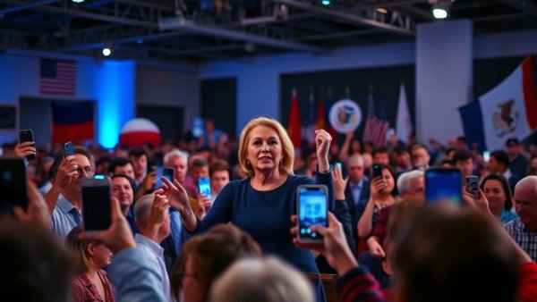 Juliana Stratton Primary Win celebration with energetic speech and vibrant crowd.