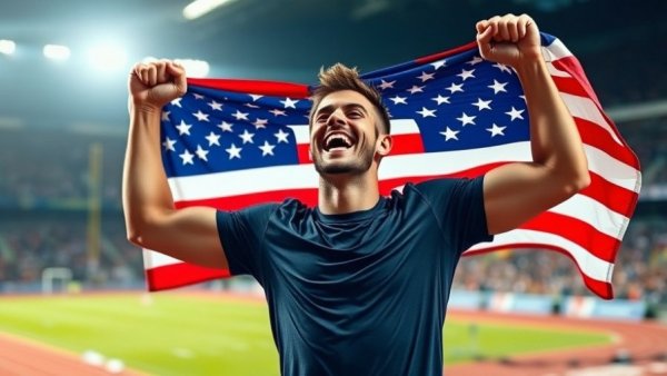 Allyson Felix comeback celebration with American flag.