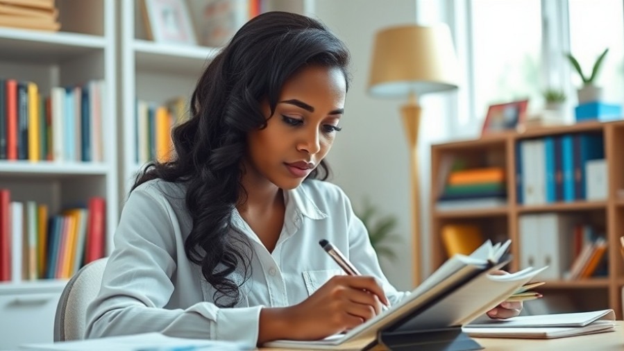 Young woman planning her Sunday Reset Routine in an organized home office.