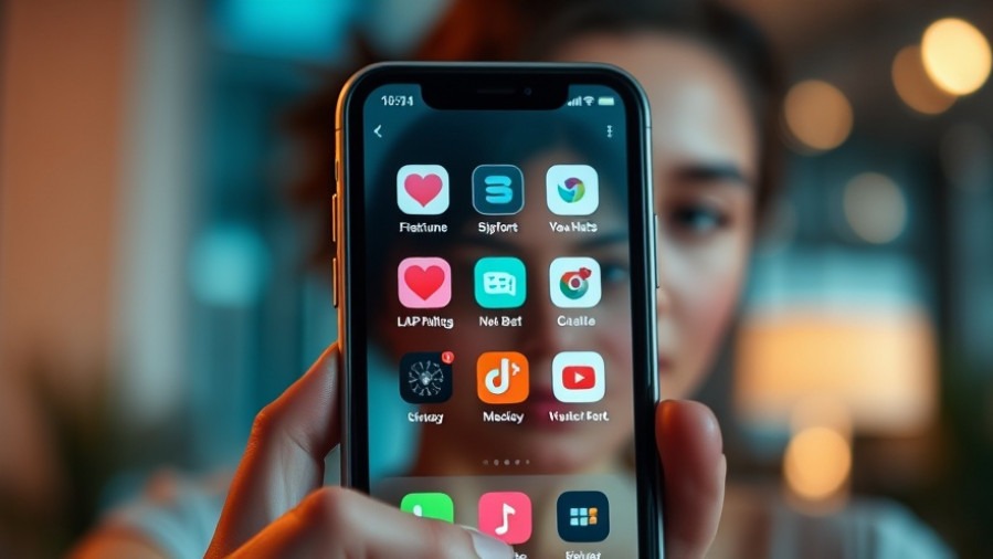 Modern smartphone displaying dating apps icons, highlighting challenges for Black women, inspired by Michaela Coel's experiences.
