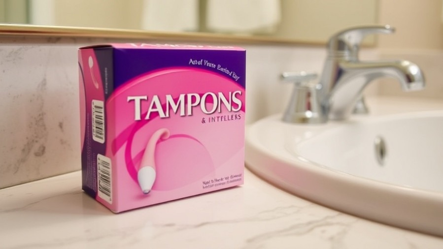 Box of tampons on a bathroom counter for women's health and menstrual health awareness.