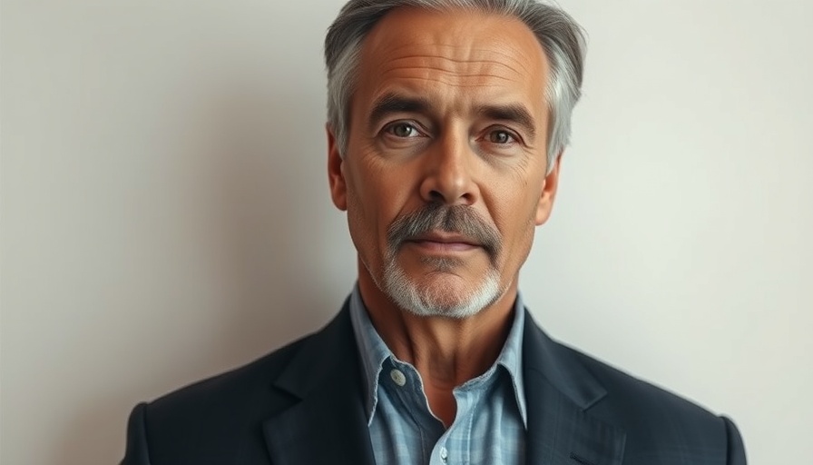Portrait of mature man related to fentanyl overdose accountability.