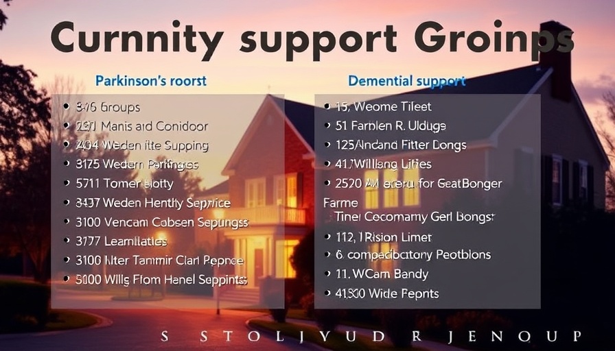 Poster at Clara McLean House shows benefits of Parkinson’s support group.