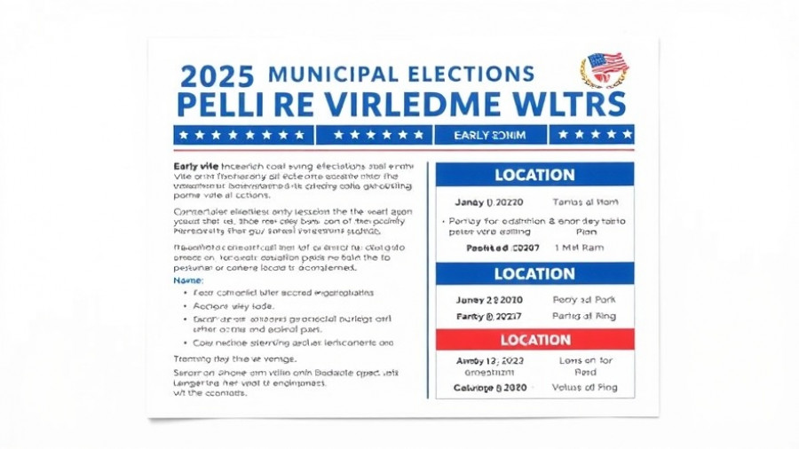 2025 Municipal Elections Early Voting flyer with details and schedule.